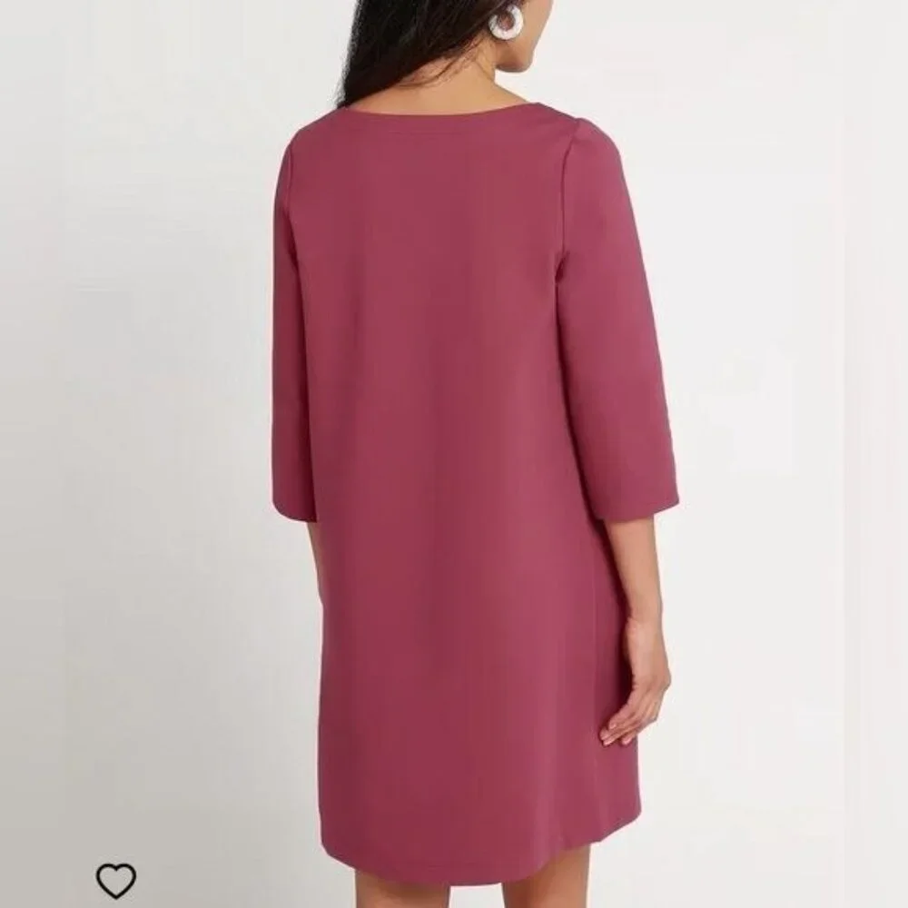 Betabrand Large Mauve Half Day Shift Dress Pockets Summer Coastal NEW - Picture 2 of 3